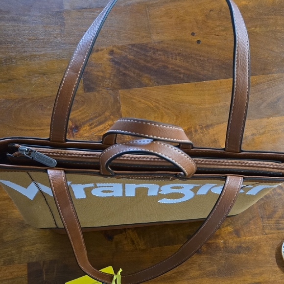 Wrangler Tan and Brown Canvas And Leather Tote Bag - Picture 9 of 17